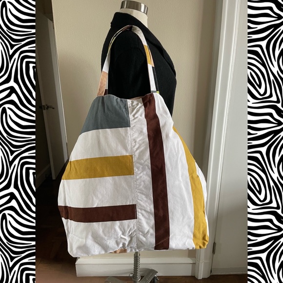 Vintage Modernism Geometric Print Large Canvas Tote - Picture 2 of 7